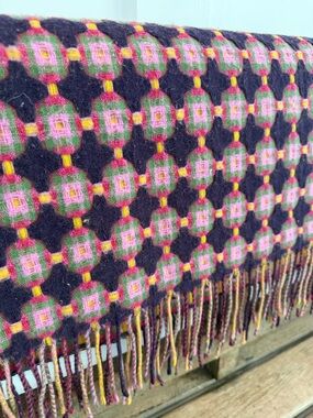 Paulette Rollo, lambswool, woven, fringe blanket. Scotland. Sold out color.